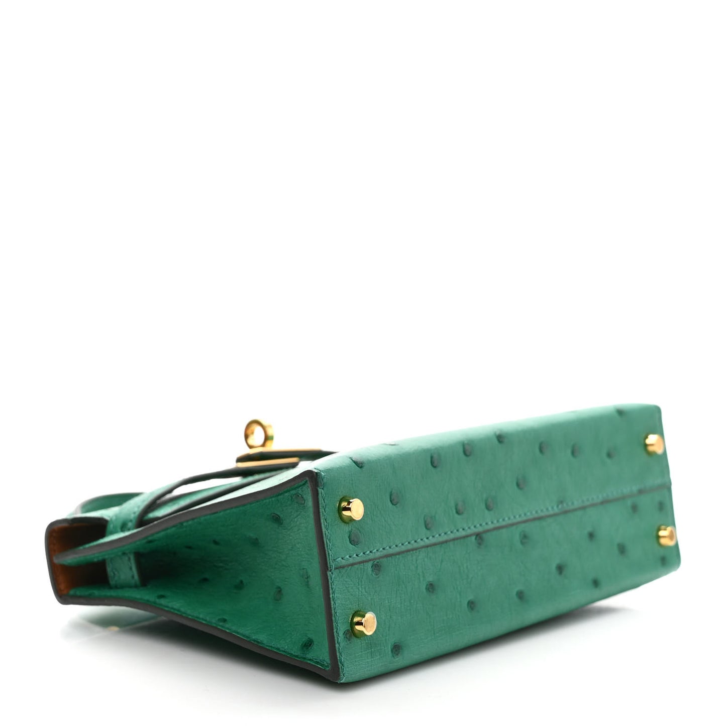 Ostrich Horseshoe Kelly Sellier Mini 20 Vert Vertigo Gold
