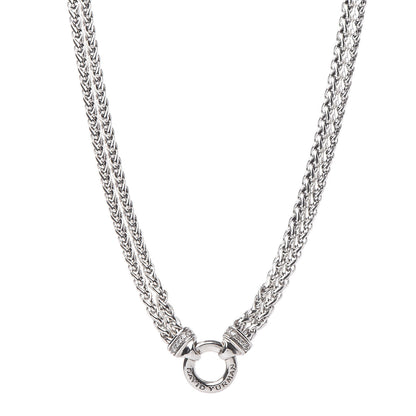 David Yurman Sterling Silver Diamond 18mm Double Wheat Chain Necklace 1 of 5