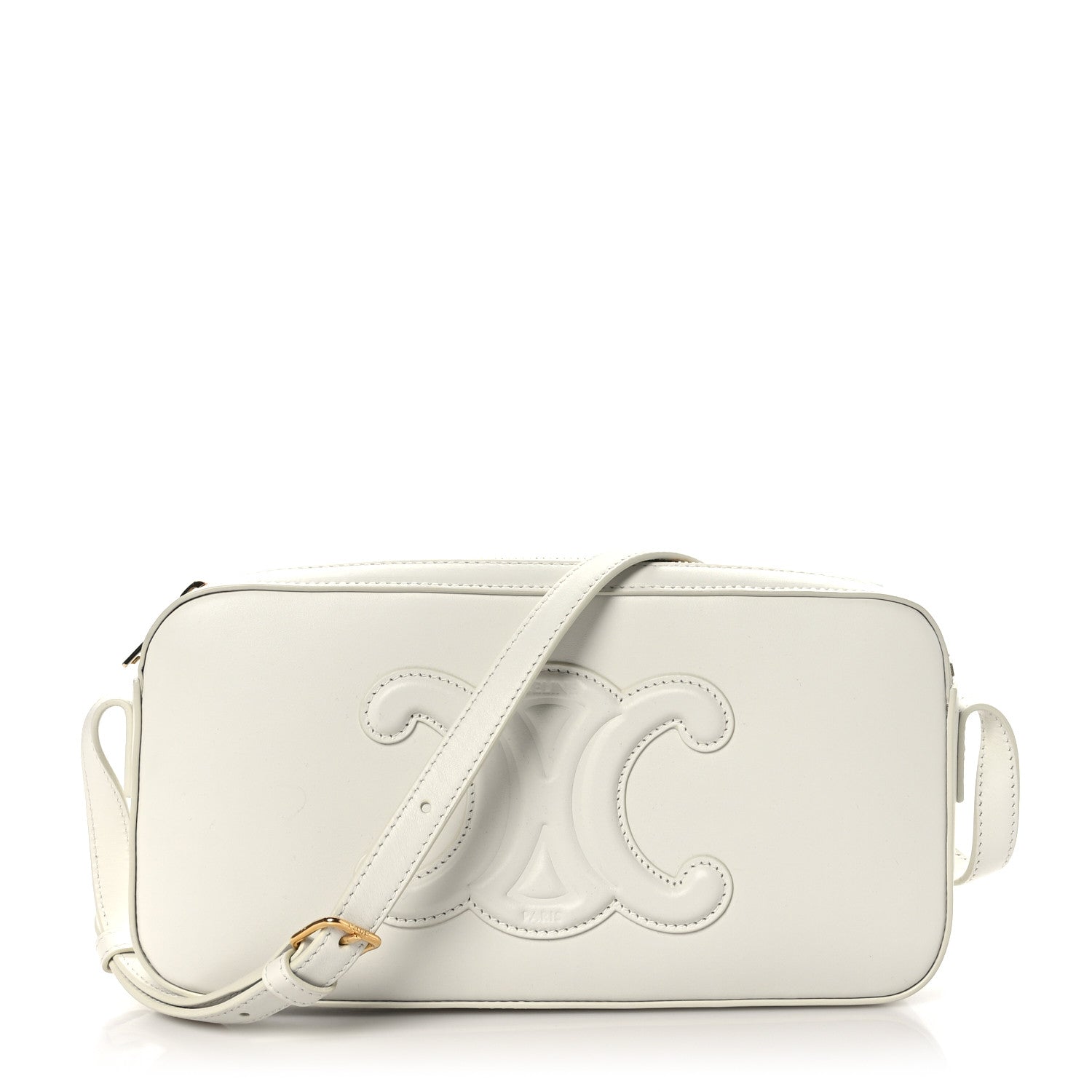Celine Smooth Calfskin Cuir Triomphe Mini Camera Shoulder Bag White 1 of 8