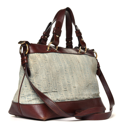 Gucci Denim Monogram Valentine Tote Blue 2 of 7