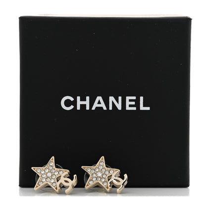 Chanel Crystal Star CC Earrings Gold 5 of 5