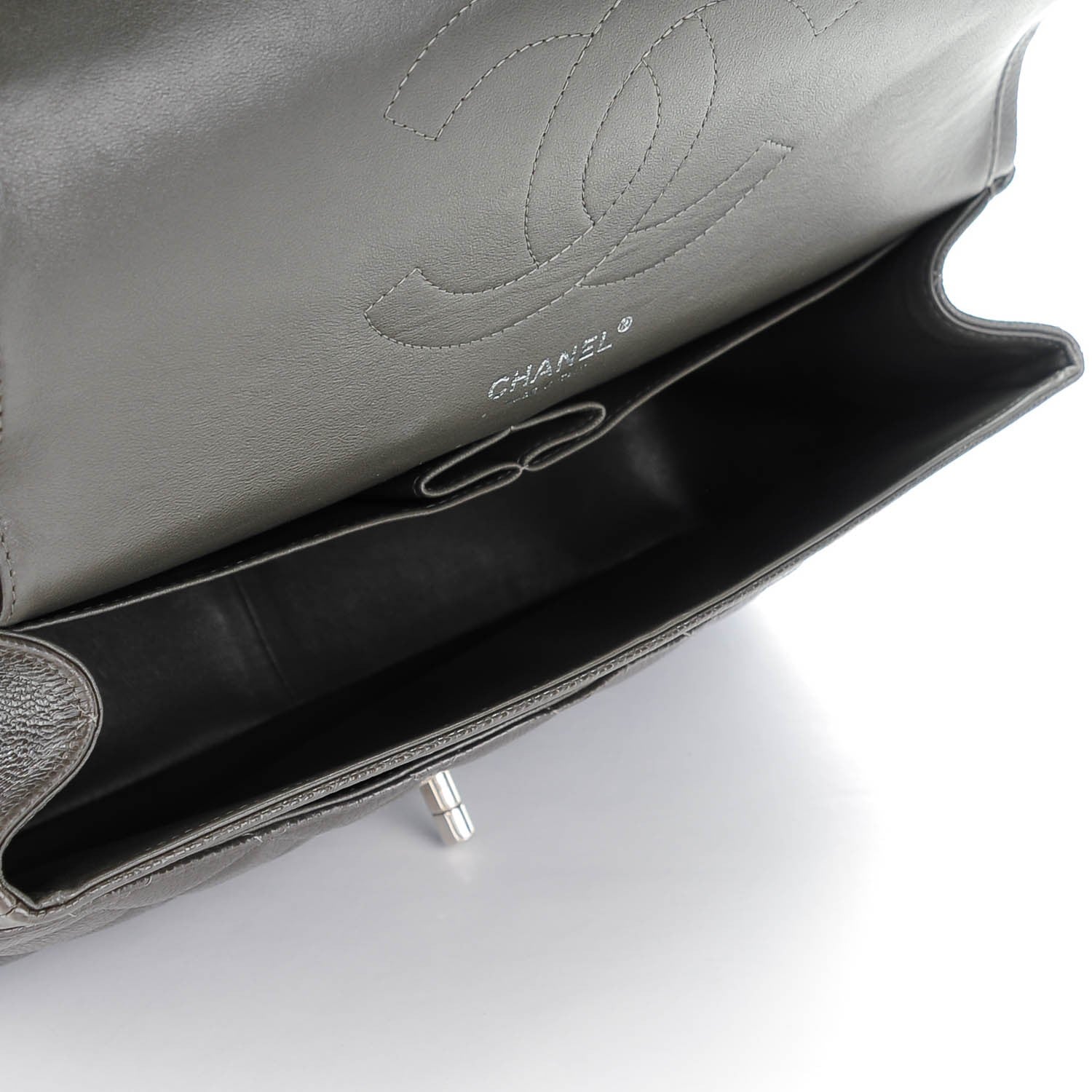Chanel Caviar Quilted Jumbo Double Flap Dark Grey 7 of 8
