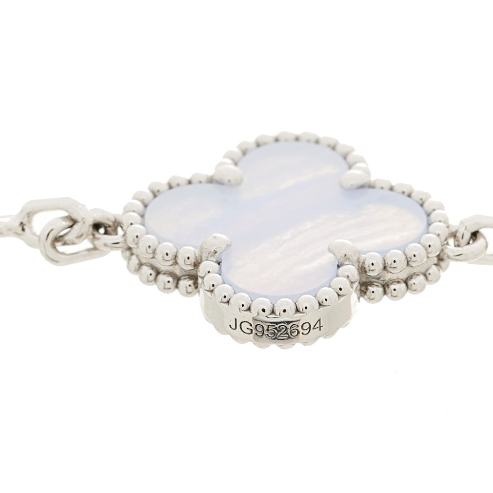 18K White Gold Chalcedony 5 Motifs Vintage Alhambra Bracelet