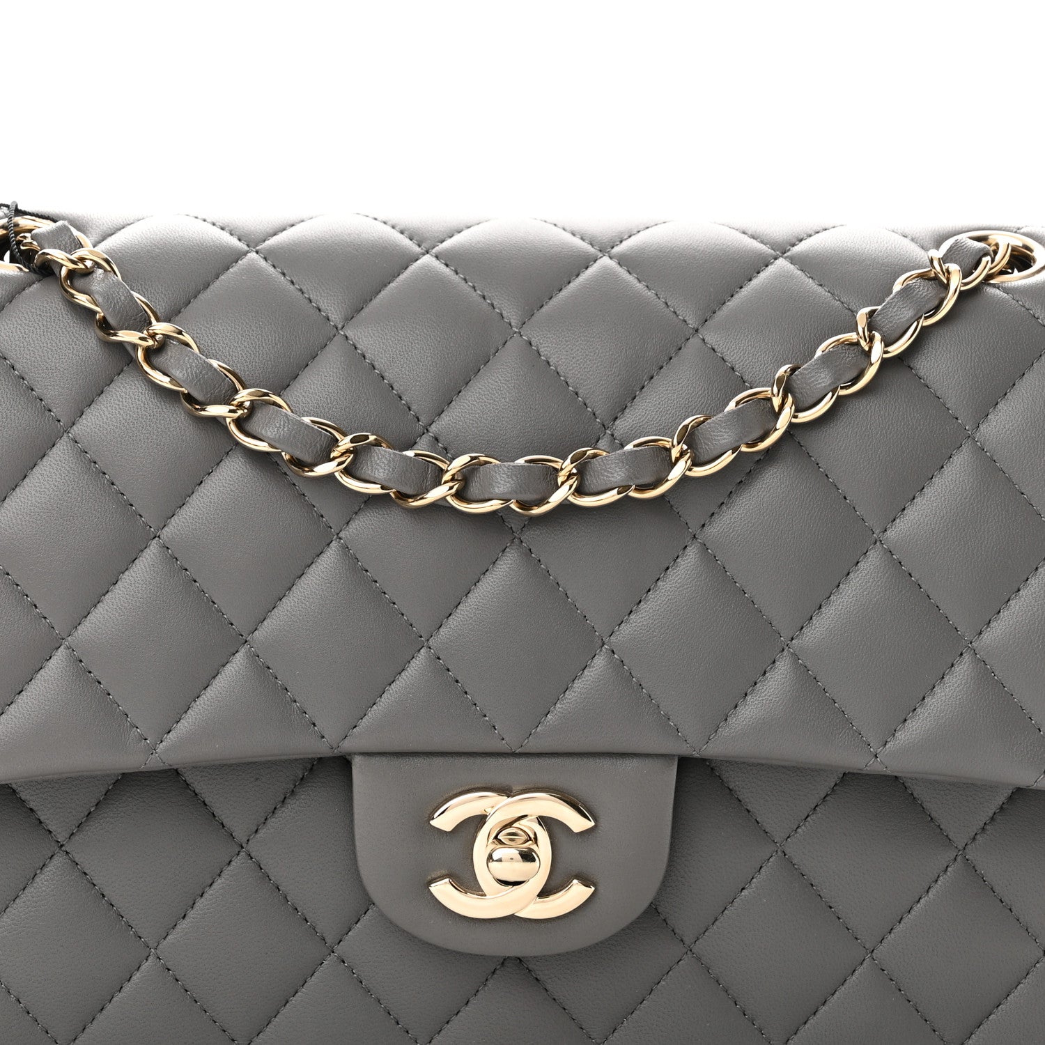 Chanel Lambskin Quilted Medium Double Flap Dark Grey 7 of 9