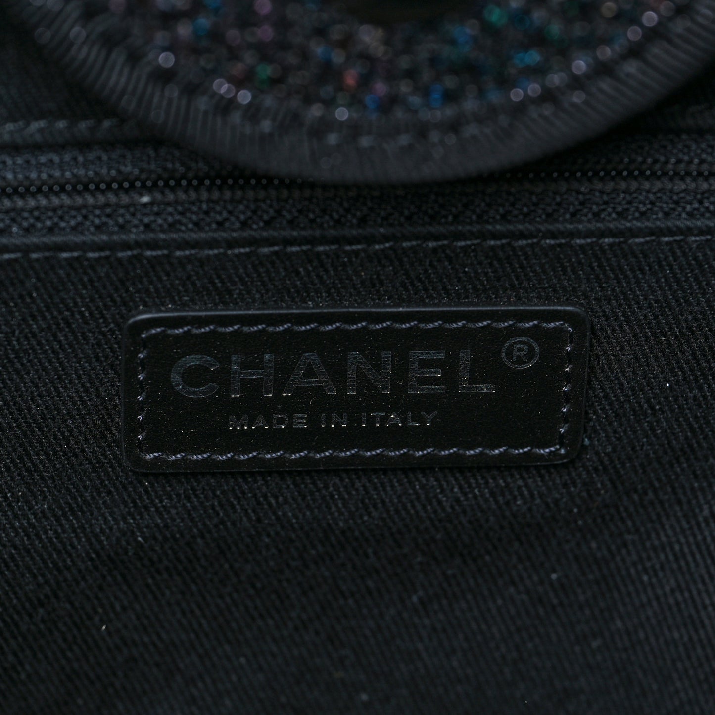 Viscose Sequins Medium Deauville Tote Black