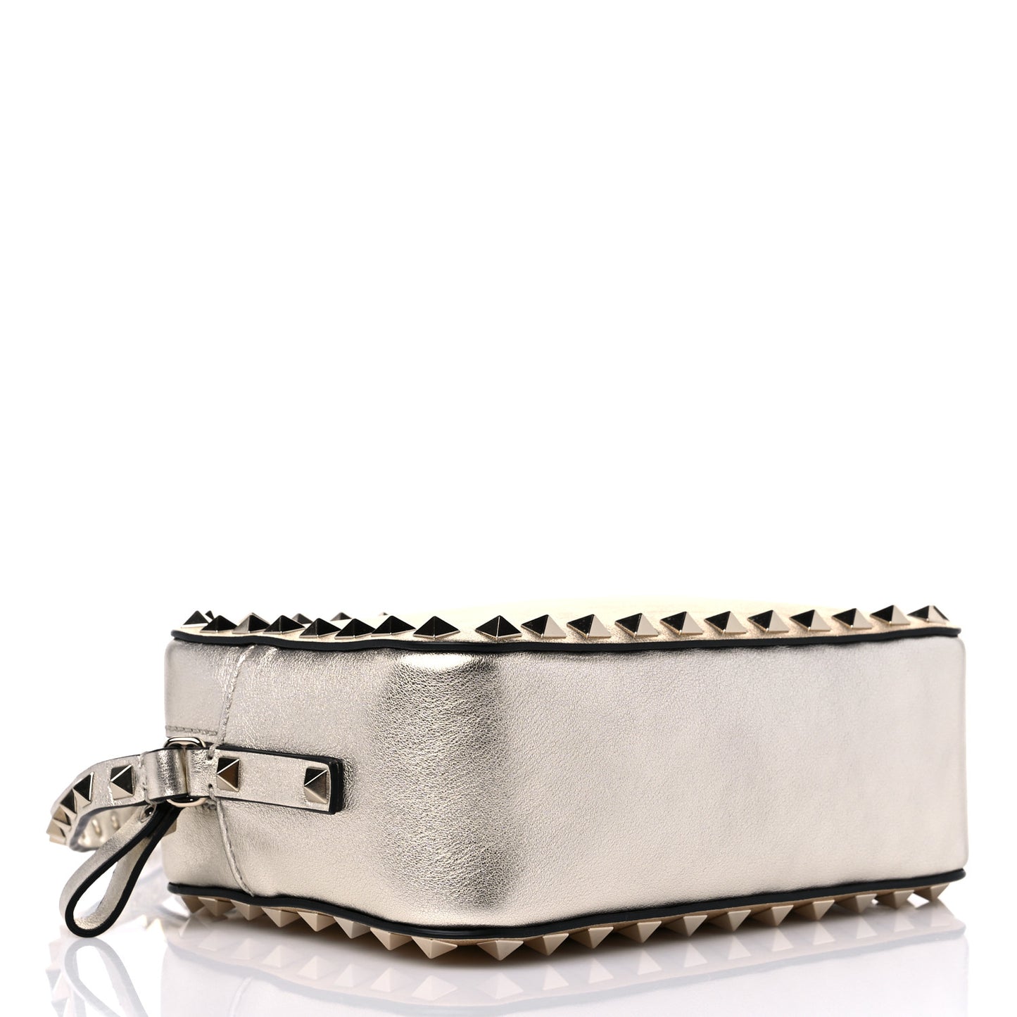 Metallic Calfskin Rockstud Camera Crossbody Bag Gold