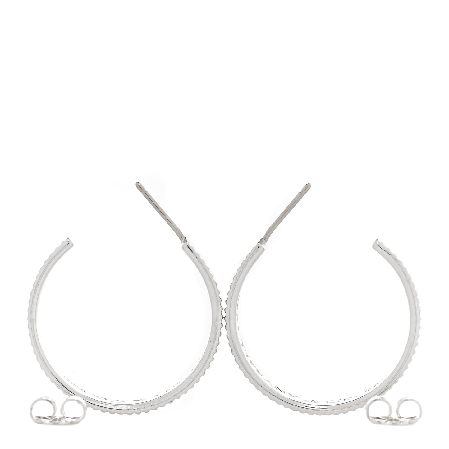 Sterling Silver Ribbed Hoop Earrings