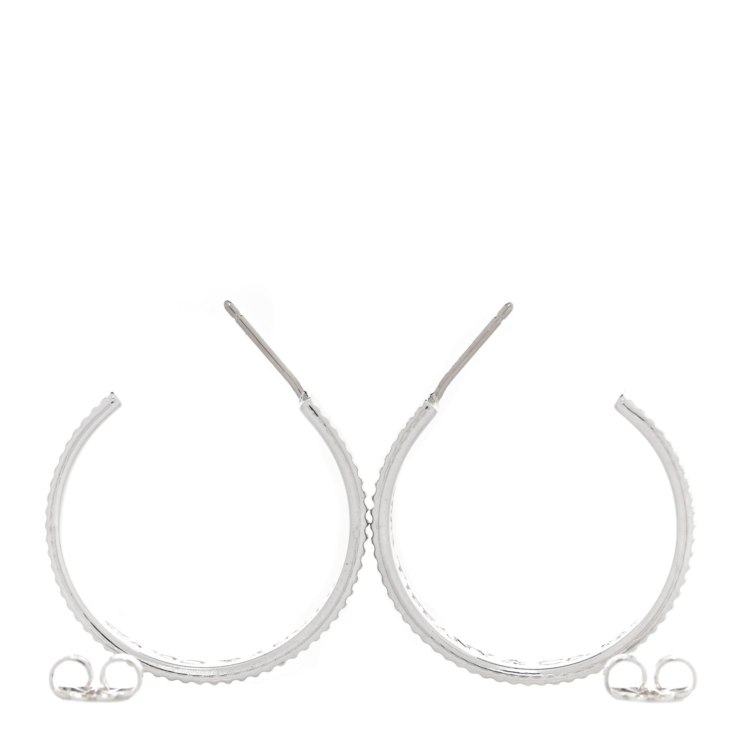 Tiffany Sterling Silver Ribbed Hoop Earrings 3 of 5