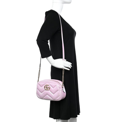 Gucci Iridescent Nappa Chevron Matelasse Small GG Marmont Chain Shoulder Bag Iridescent Escape Pink 2 of 10