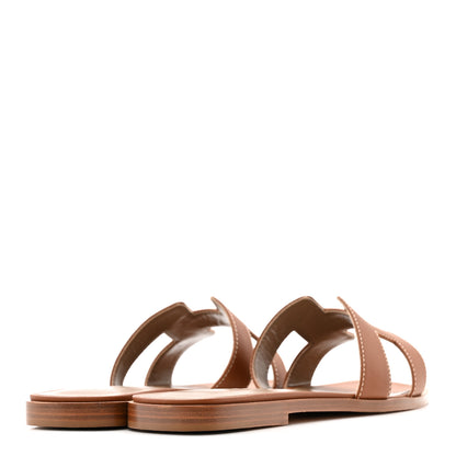 Hermes Box Calfskin Oran Sandals 37.5 Gold 5 of 11