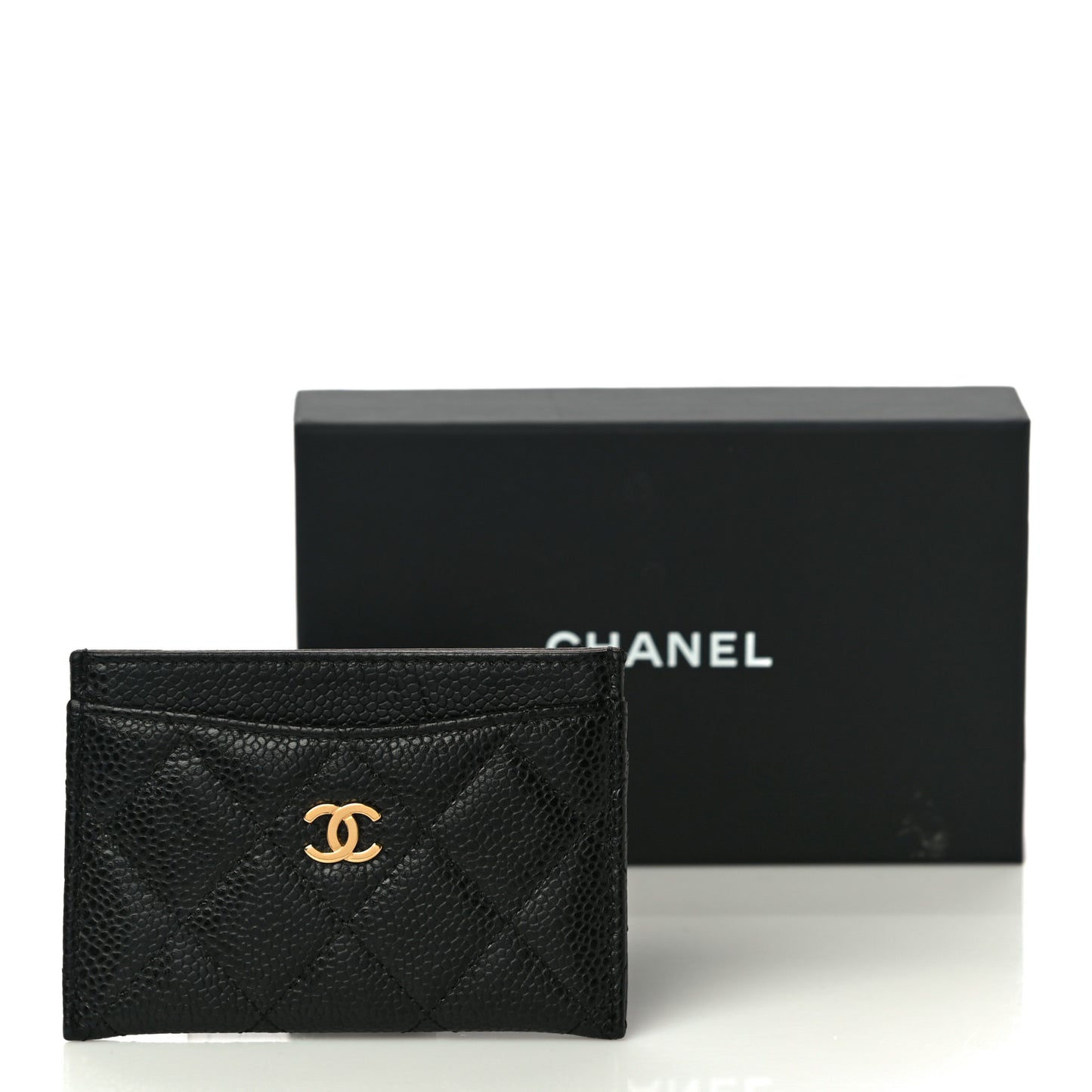 Caviar Quilted Card Holder Black