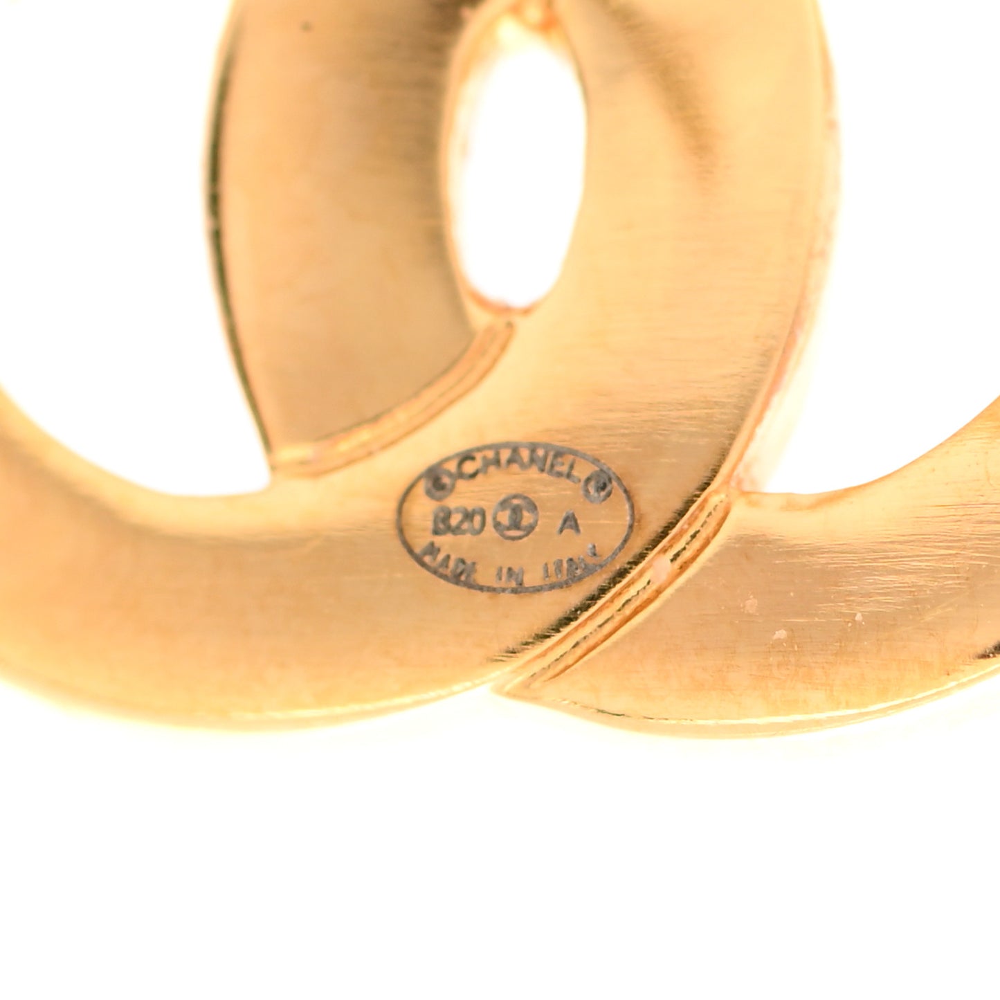 Metal CC Paris Button Stud Earrings Gold