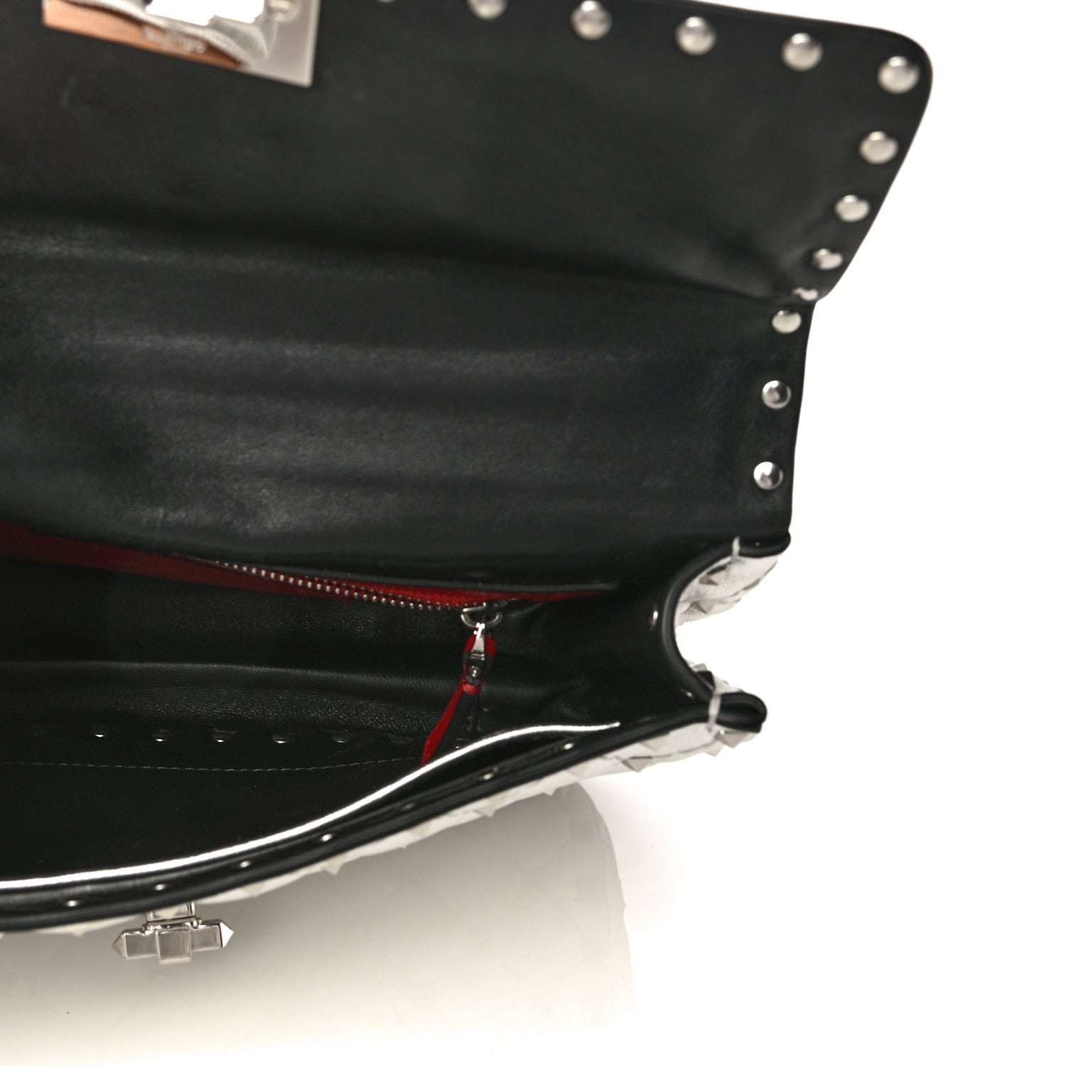 Valentino Garavani Metallic Nappa Medium Rockstud Spike Shoulder Bag Silver 8 of 13