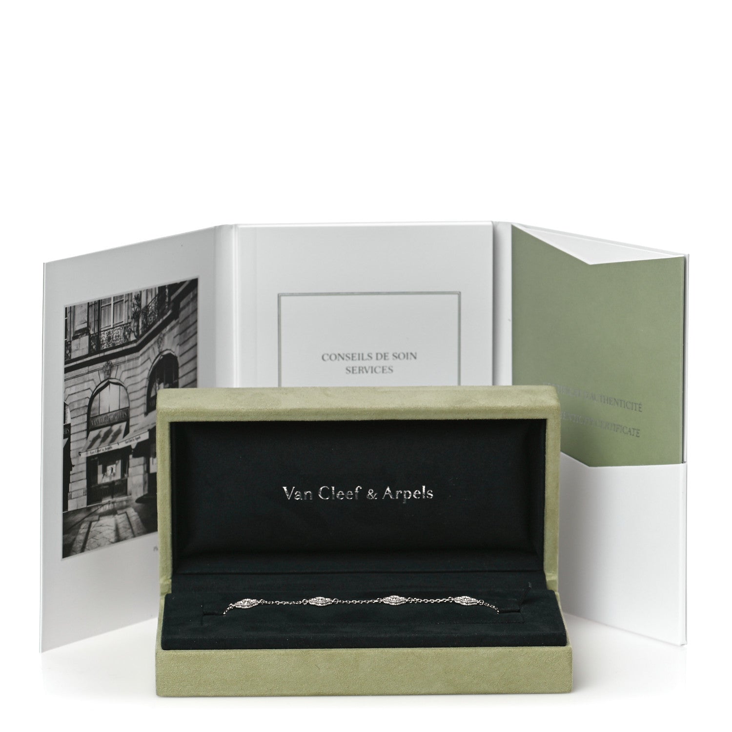 Van Cleef & Arpels 18K White Gold Diamond 6 Motifs Sweet Alhambra Bracelet 7 of 7