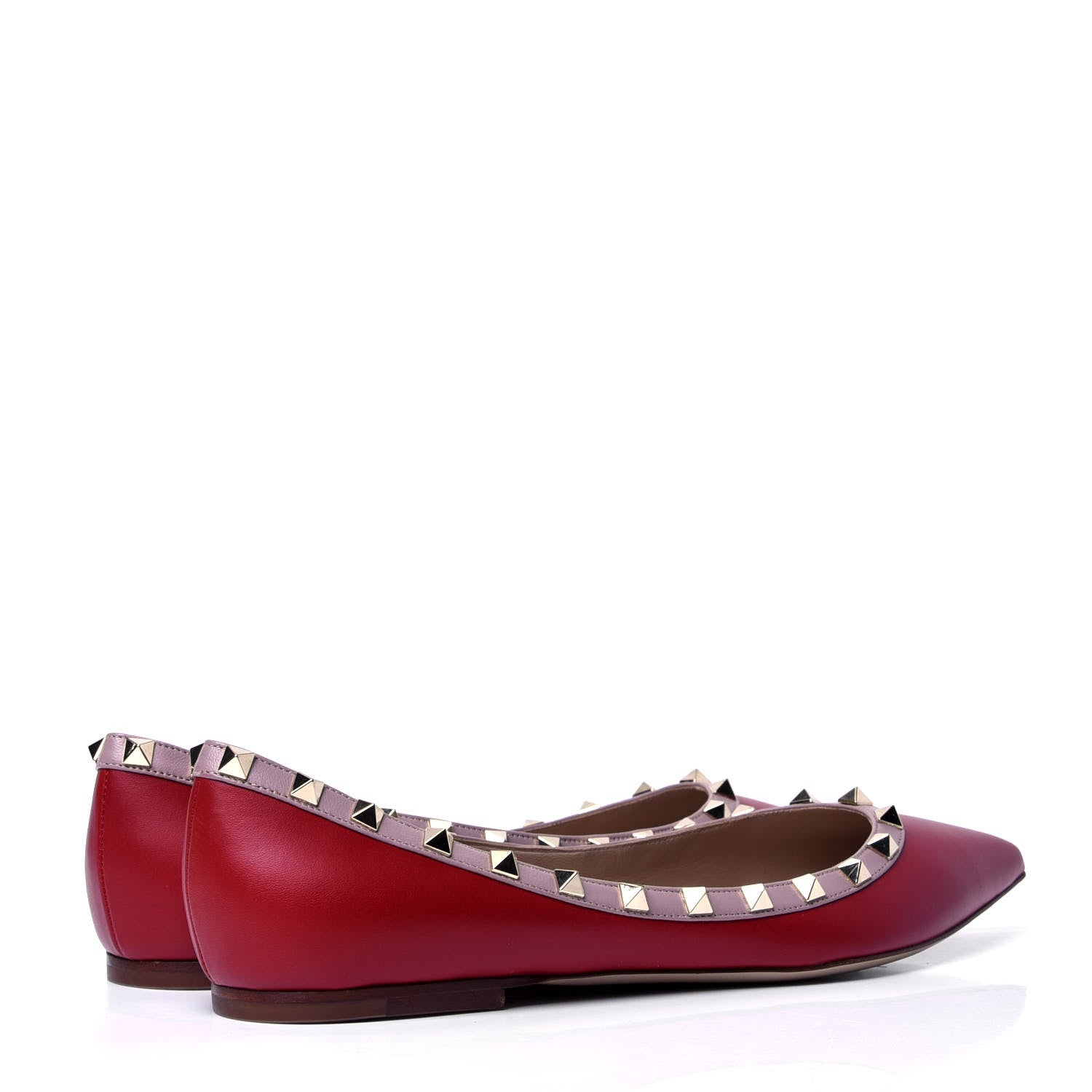 Valentino Garavani Calfskin Nappa Rockstud Ballerina Flats 40.5 Rosso Valentino Poudre 3 of 6