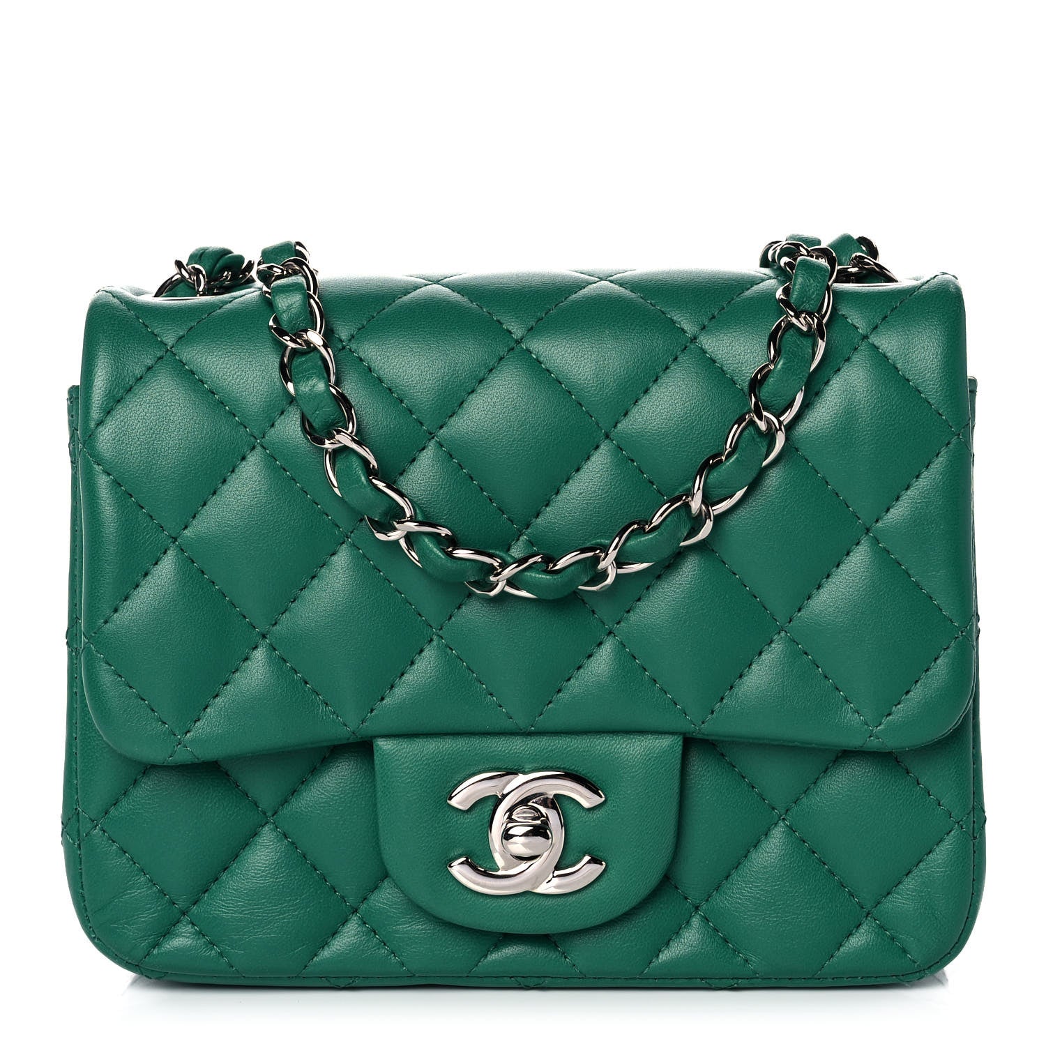 Chanel Lambskin Quilted Mini Square Flap Green 1 of 13