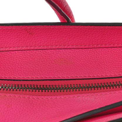 Celine Drummed Calfskin Mini Luggage Fluo Pink 14 of 18