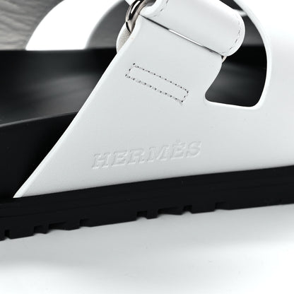 Hermes Calfskin Womens Chypre Sandals 38.5 White 9 of 12