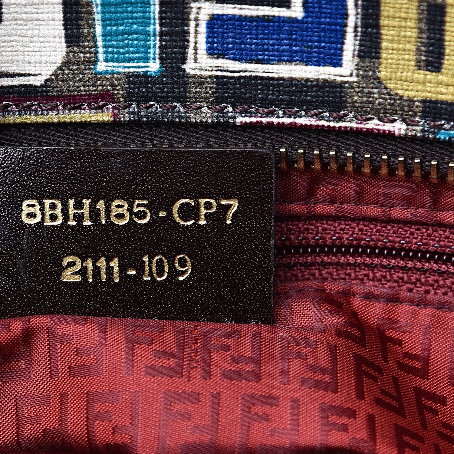 Fendi Zucca Spalmati Vitello FF Multicolor Medium Roll Tote Tobacco Multicolor Marrone 6 of 14