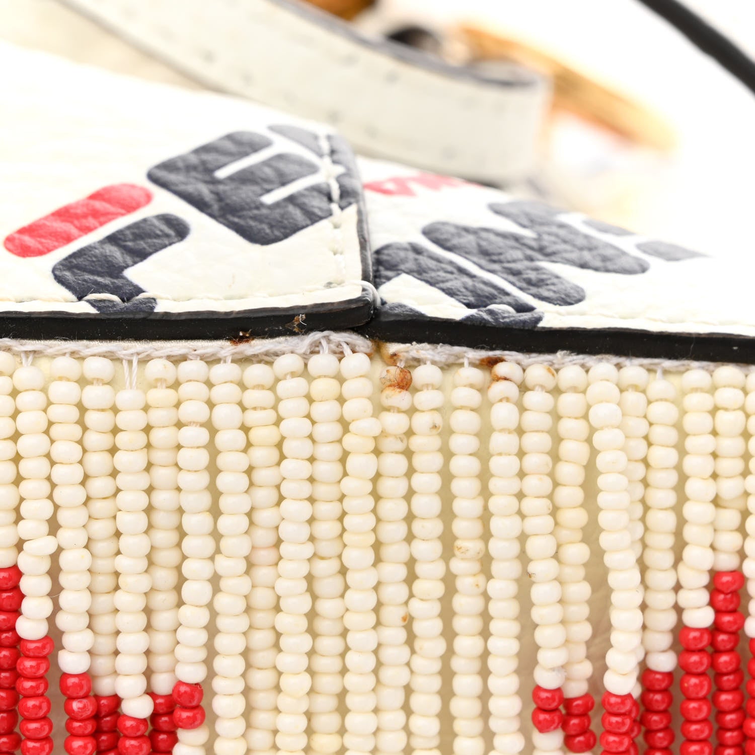 Fendi X FILA Calfskin F is Fendi Mania Fringe Mini Mon Tresor Bucket Bag White 12 of 13