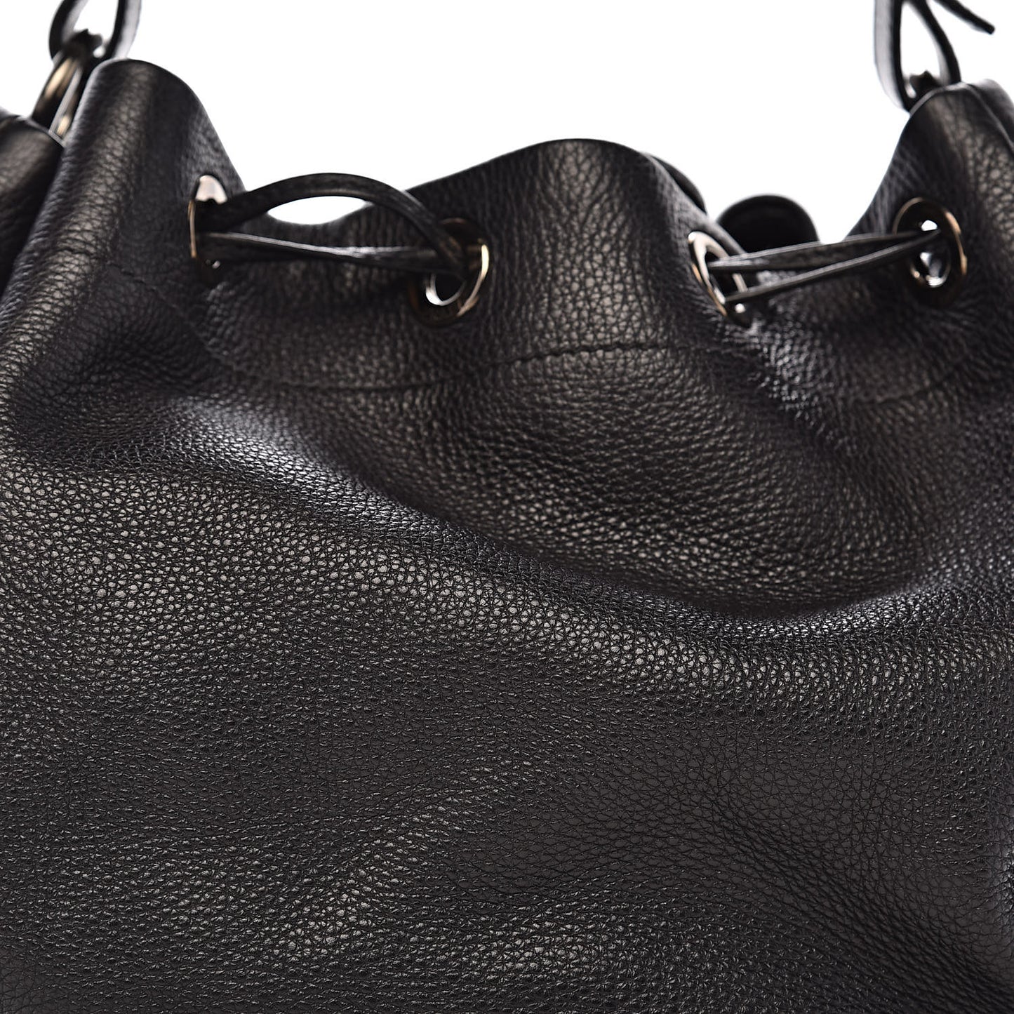 Vitello Daino Drawstring Bucket Black