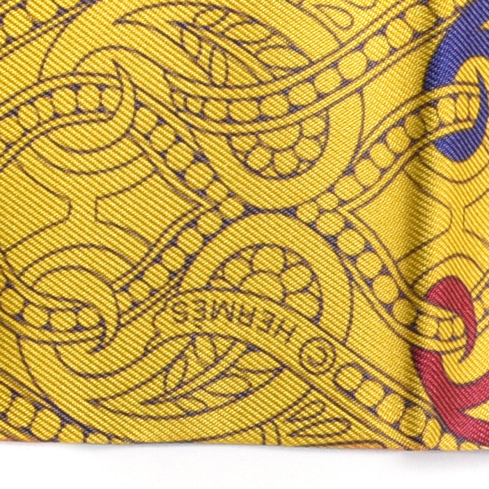 Hermes Silk Cachemire Et Rayure Maxi Twilly Cut Violet Bordeaux Jaune 2 of 4