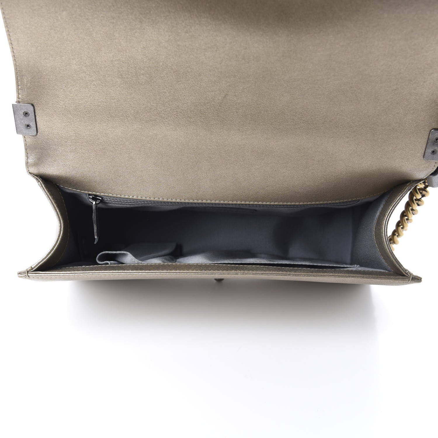 Chanel Metallic Calfskin Quilted New Medium Boy Flap Khaki 5 of 10