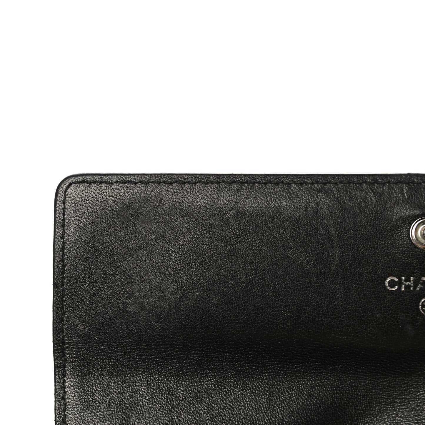 Lambskin Camellia Embossed Wallet on Chain WOC Black