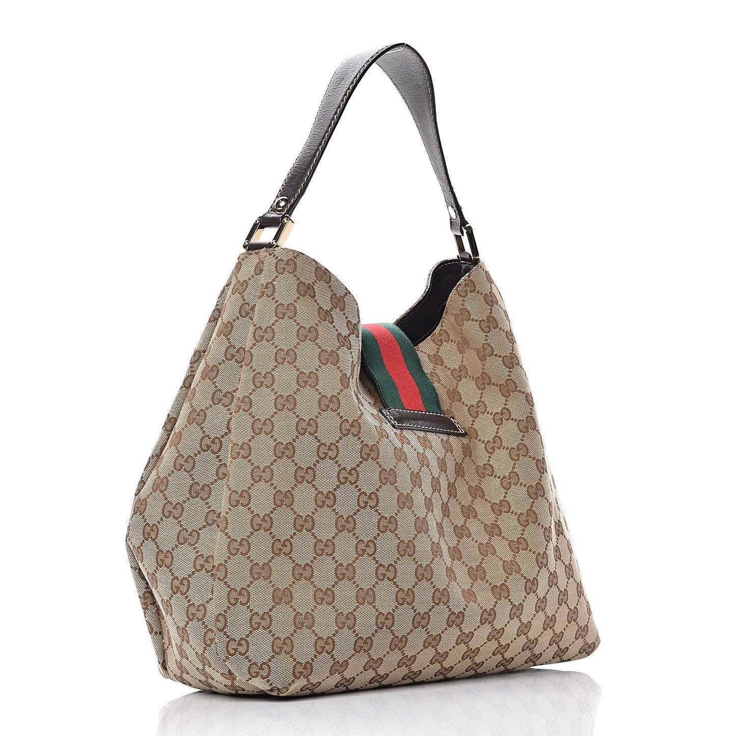 Monogram Large New Ladies Web Hobo Dark Brown