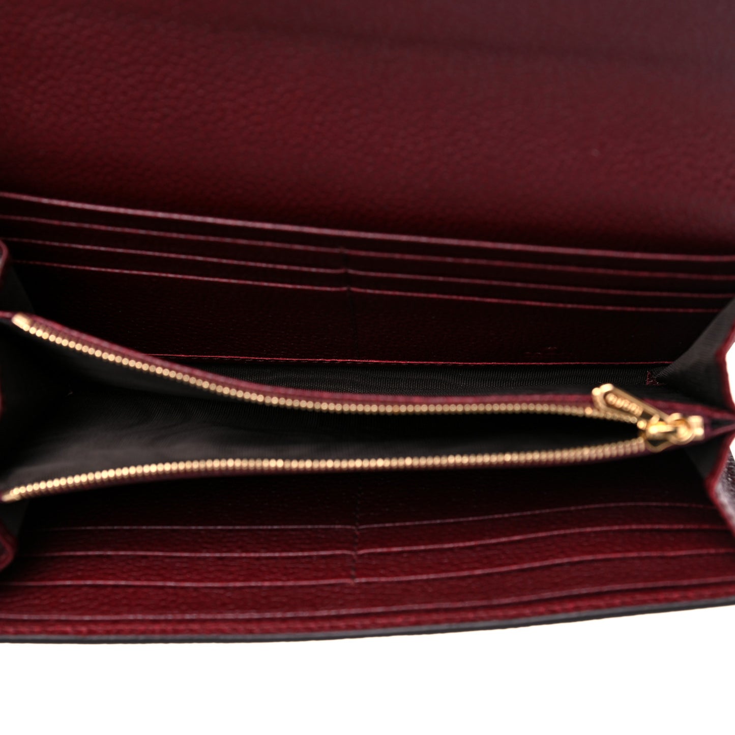 Grainy Calfskin Zumi Continental Wallet Vintage Bordeaux