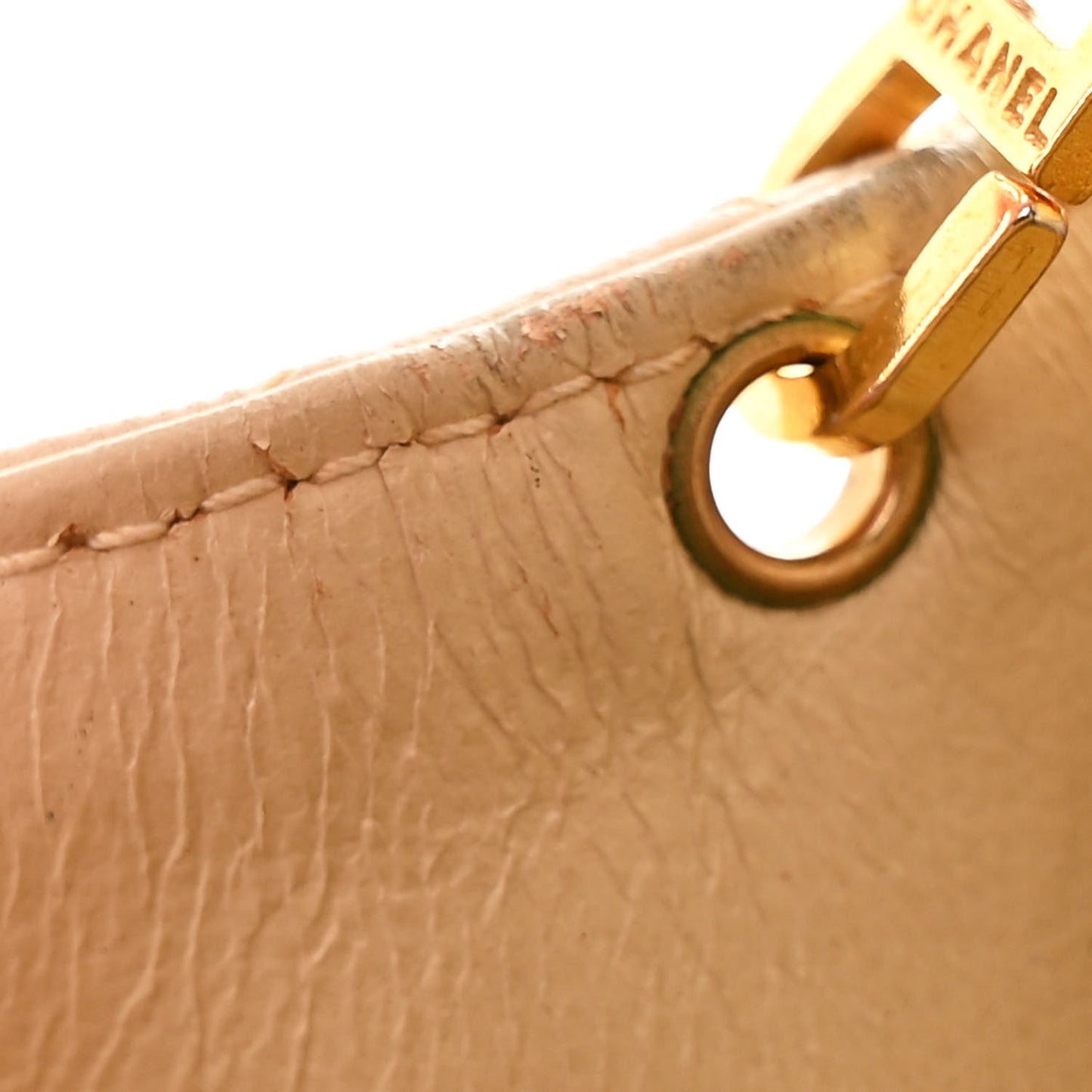 Lambskin Quilted Mini Square Flap Beige