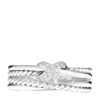 David Yurman Sterling Silver Diamond X Crossover Ring 58 8.25 1 of 5