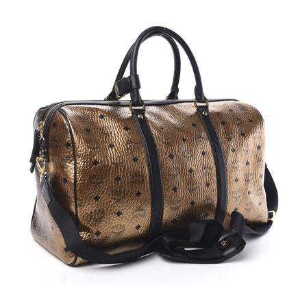 MCM Metallic Visetos Medium Traveler Weekender Bag Gold 2 of 8