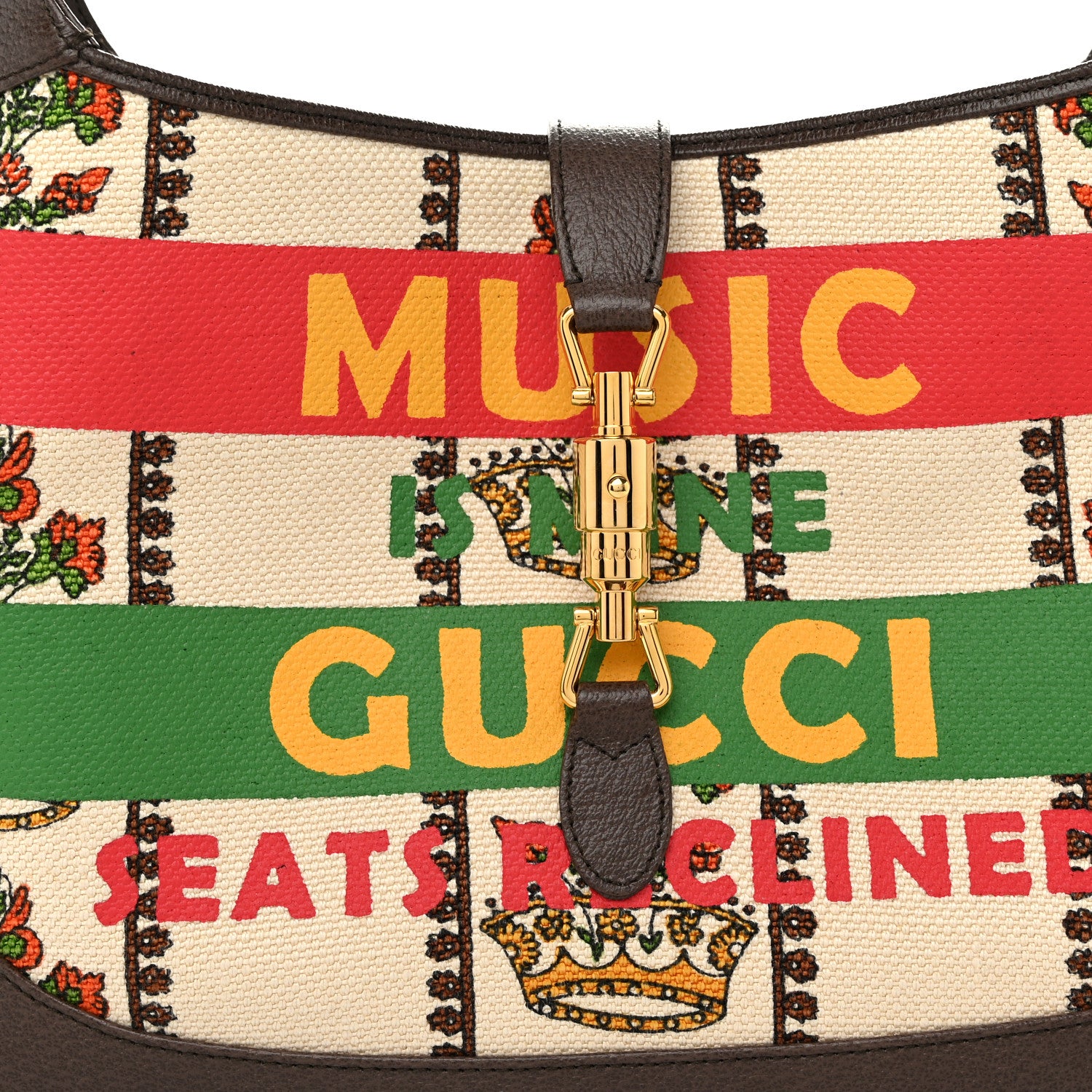 Gucci Canvas Calfskin 100 Centennial Music Medium Jackie 1961 Hobo Multicolor 7 of 9