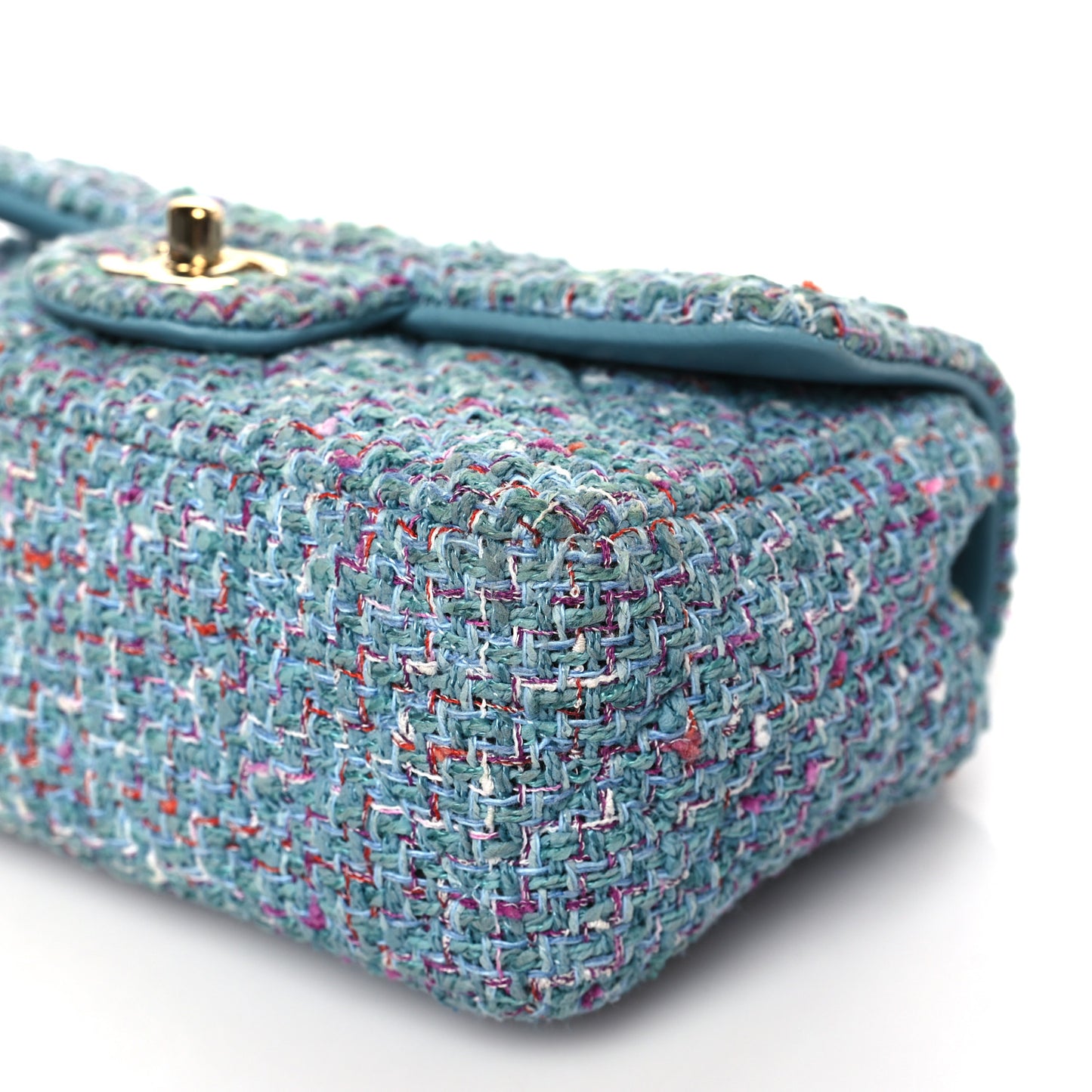 Tweed Quilted Mini Rectangular Flap Turquoise Purple White Red
