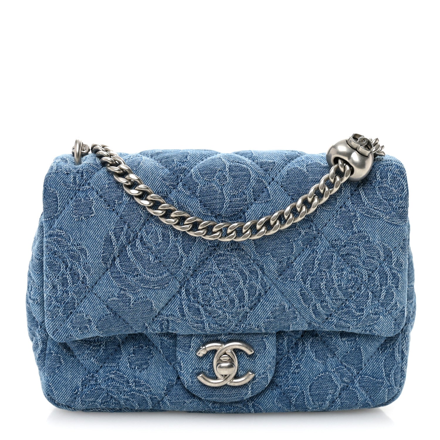 Chanel Denim Quilted Camellia Sweetheart Mini Flap Blue 1 of 10