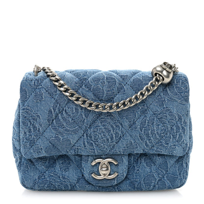 Chanel Denim Quilted Camellia Sweetheart Mini Flap Blue 1 of 10