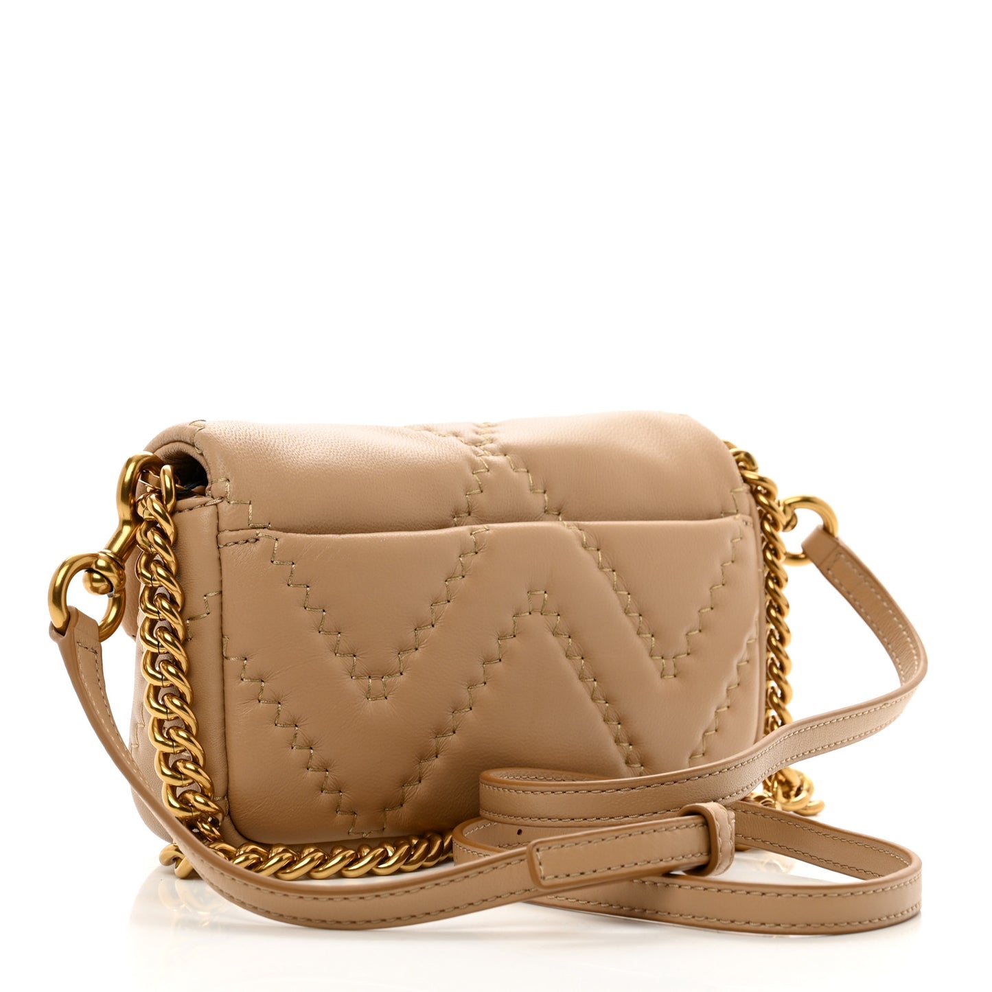 Lambskin Quilted J Marc Mini Shoulder Bag Camel