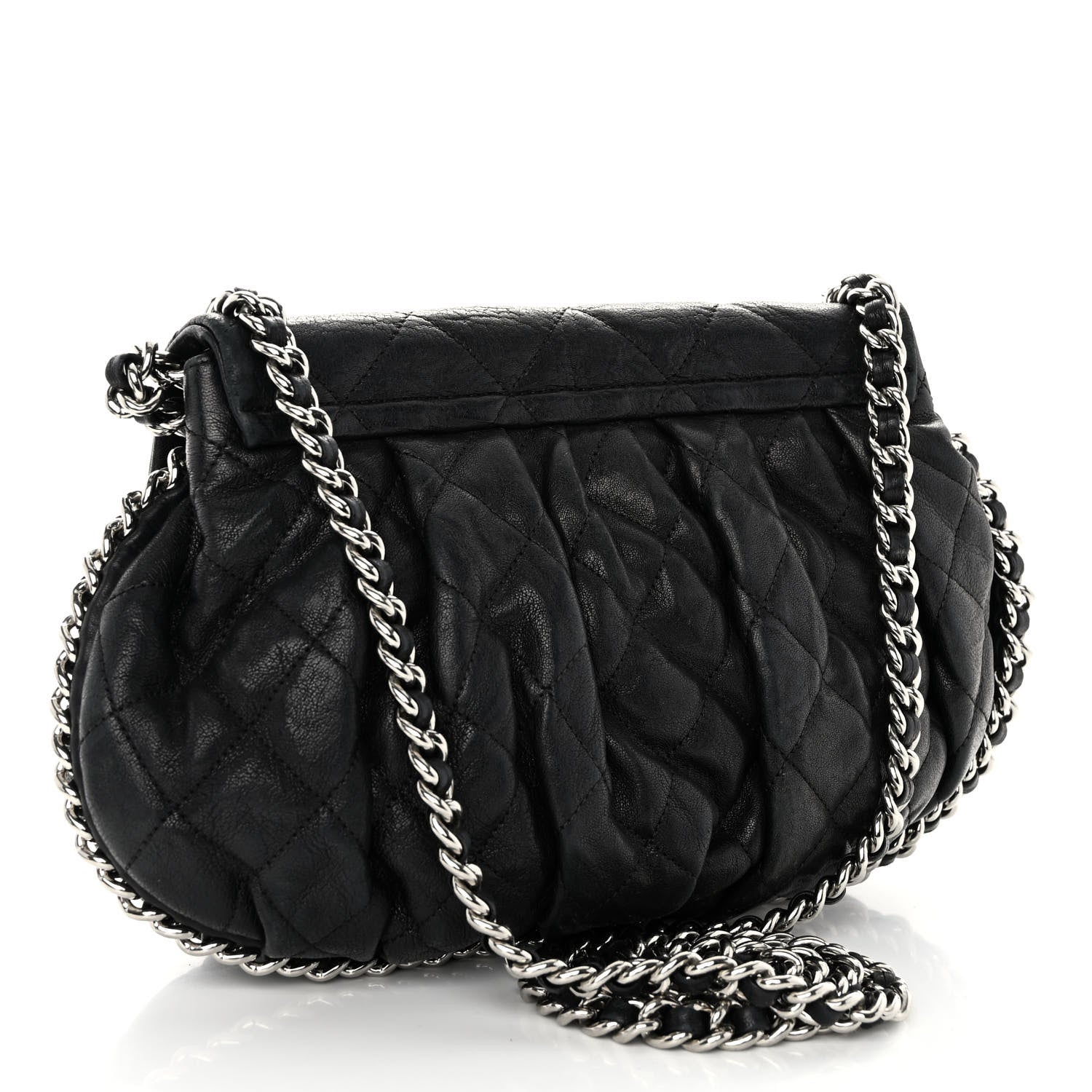 Chanel Washed Lambskin Quilted Medium Chain Around Messenger Black 3 of 11