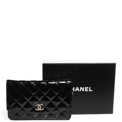 Chanel Patent Quilted Brilliant Wallet On Chain WOC Black 5 of 11