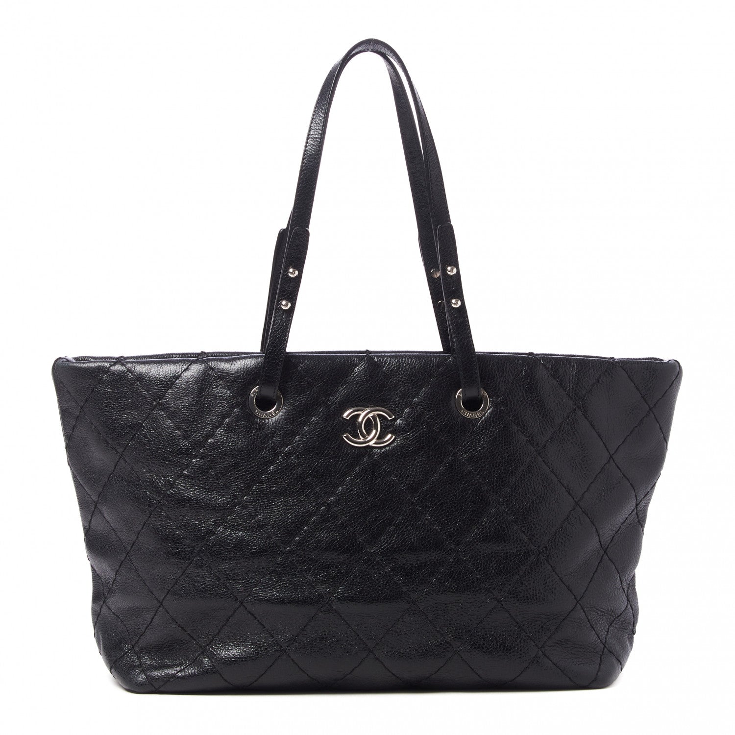 Chanel Glazed Calfskin Large On The Road Tote Black 1 of 9