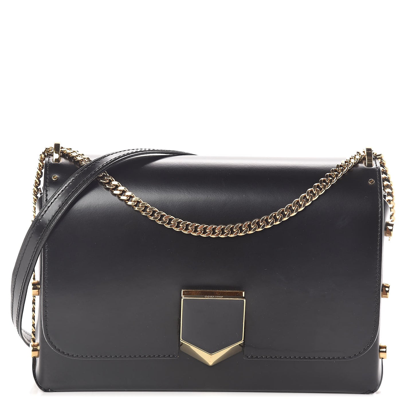 Smooth Calfskin Lockett Petite Shoulder Bag Black