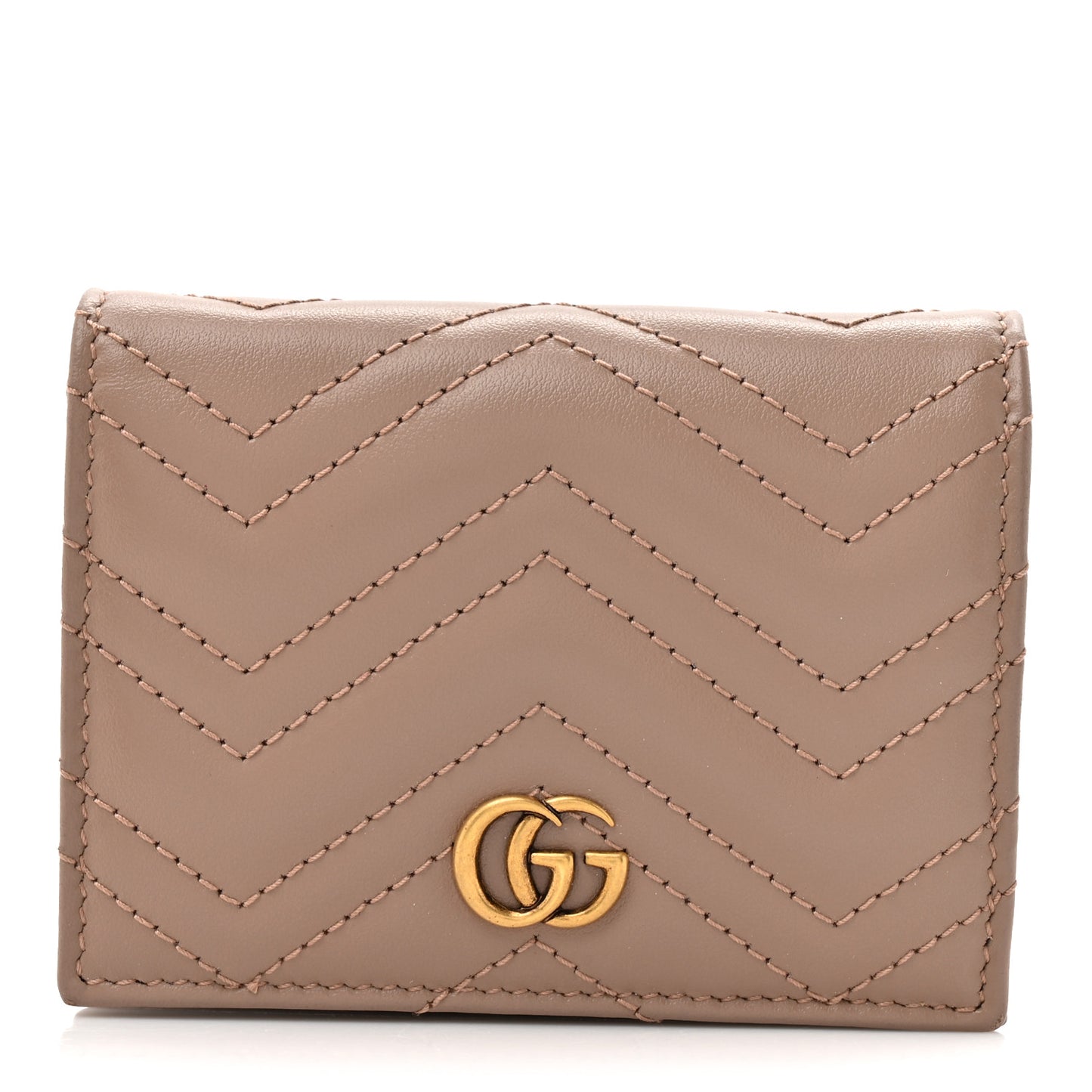 Calfskin Matelasse GG Marmont Card Case Wallet Porcelain Rose