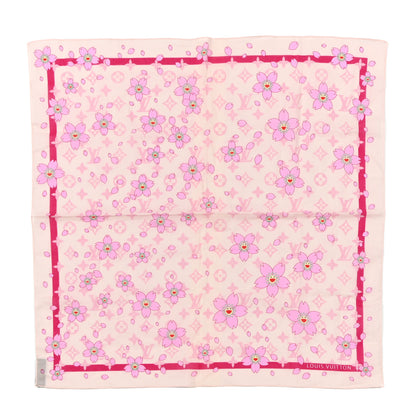 Louis Vuitton Cotton Monogram Cherry Blossom Square Scarf Pink 1 of 5