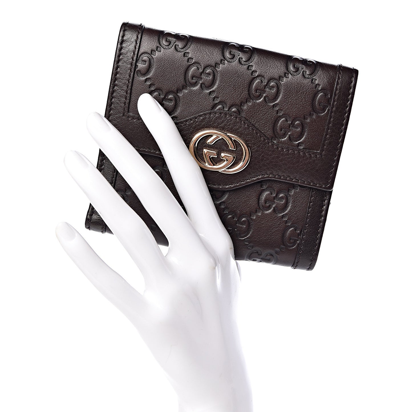 Guccissima Sukey French Flap Wallet Chocolate