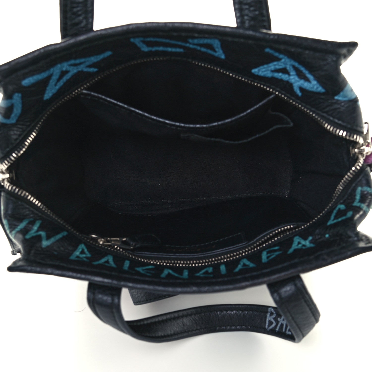 Balenciaga Agneau Arena Graffiti All Over XS Bazar Shopper Tote Black Multicolor 5 of 10
