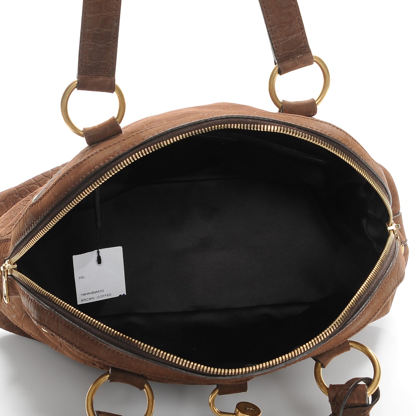 Nubuck Crocodile Embossed Large Muse Coffee Brown