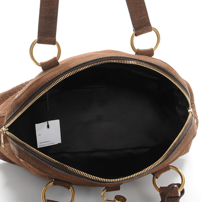 Saint Laurent Nubuck Crocodile Embossed Large Muse Coffee Brown 5 of 9