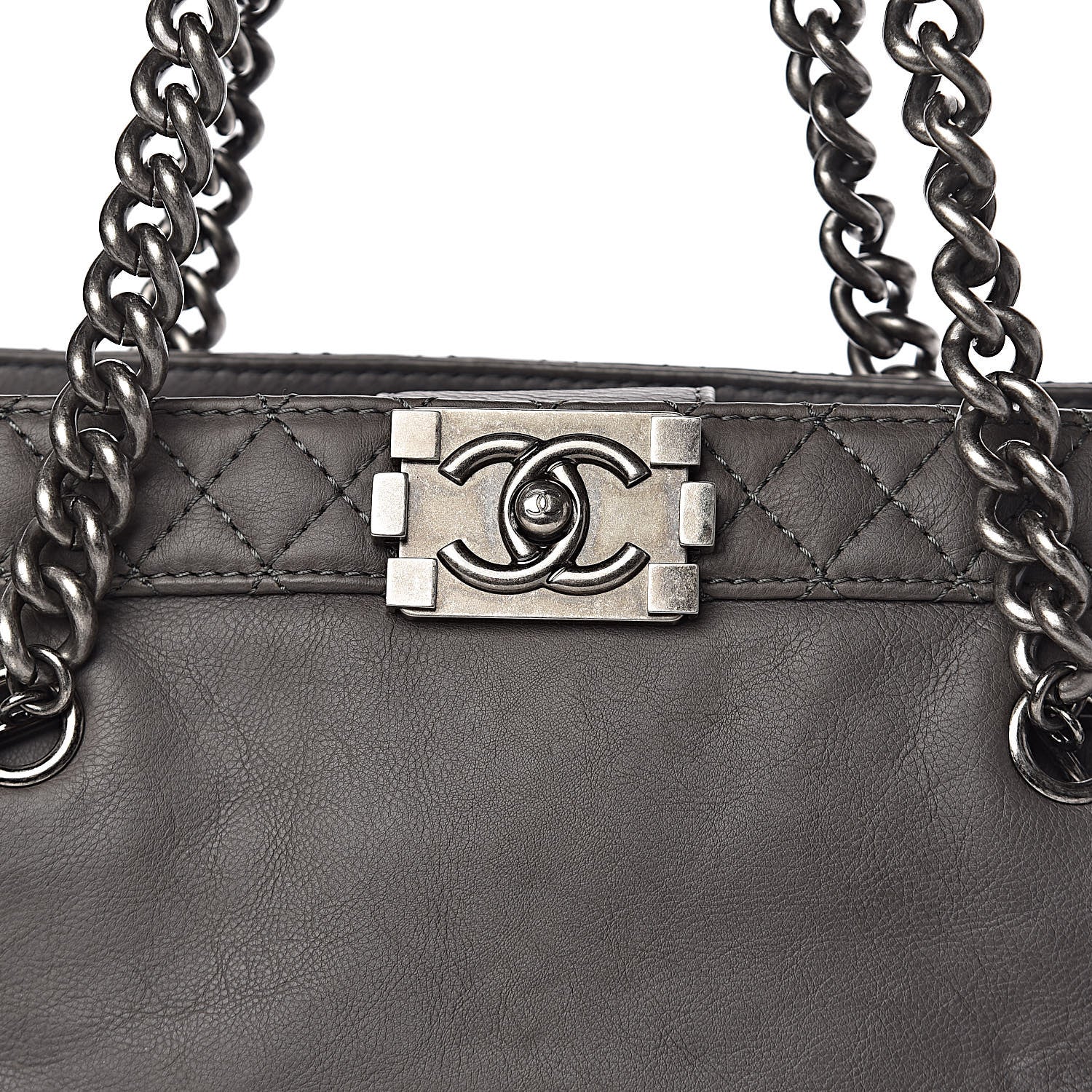 Chanel Calfskin Boy Reverso Shopping Tote Grey 11 of 11