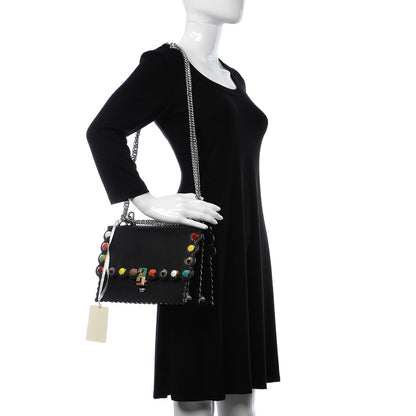 Fendi Vitello Liberty Scalloped Spike Studded Kan I Shoulder Bag Black Multicolor 2 of 11